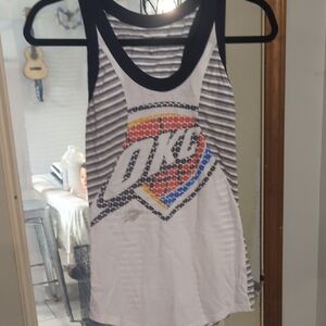 Adidas Gray and White Striped Tank Top